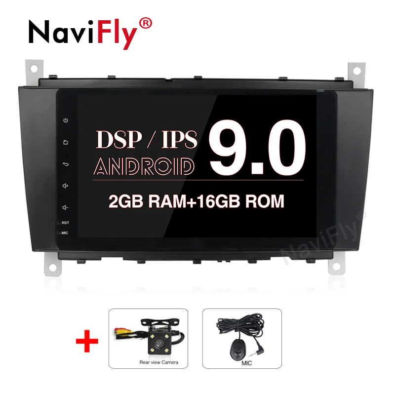 2GB-16GB-Camera NaviFly авто gps навигация радио плеер для Mercedes/Benz W203 W209 W219 A-Class C-Class G-Class W463 Android 9,0 радио ips DSP - Цвет: 2GB-16GB-Camera