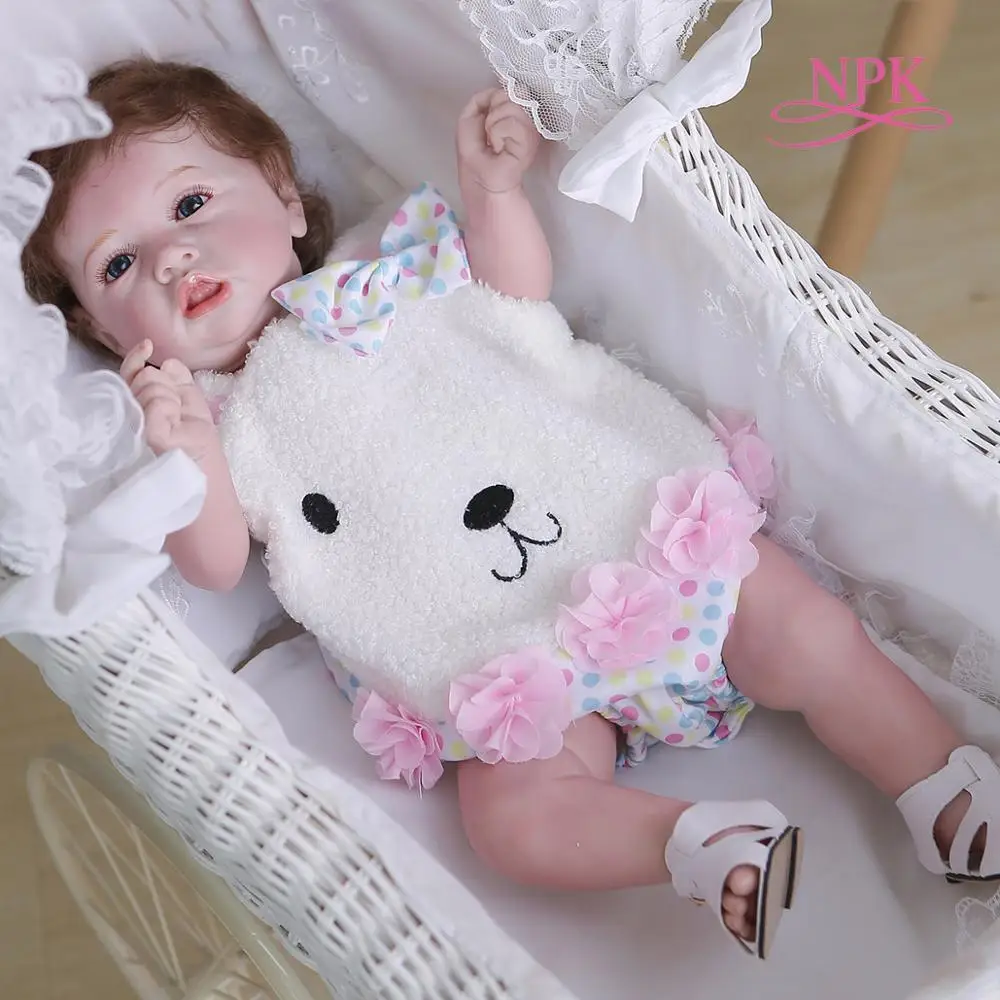 NPK 56CM soft full body silicone100% hand-made detailed painting collectibles rebborn baby doll can take bath