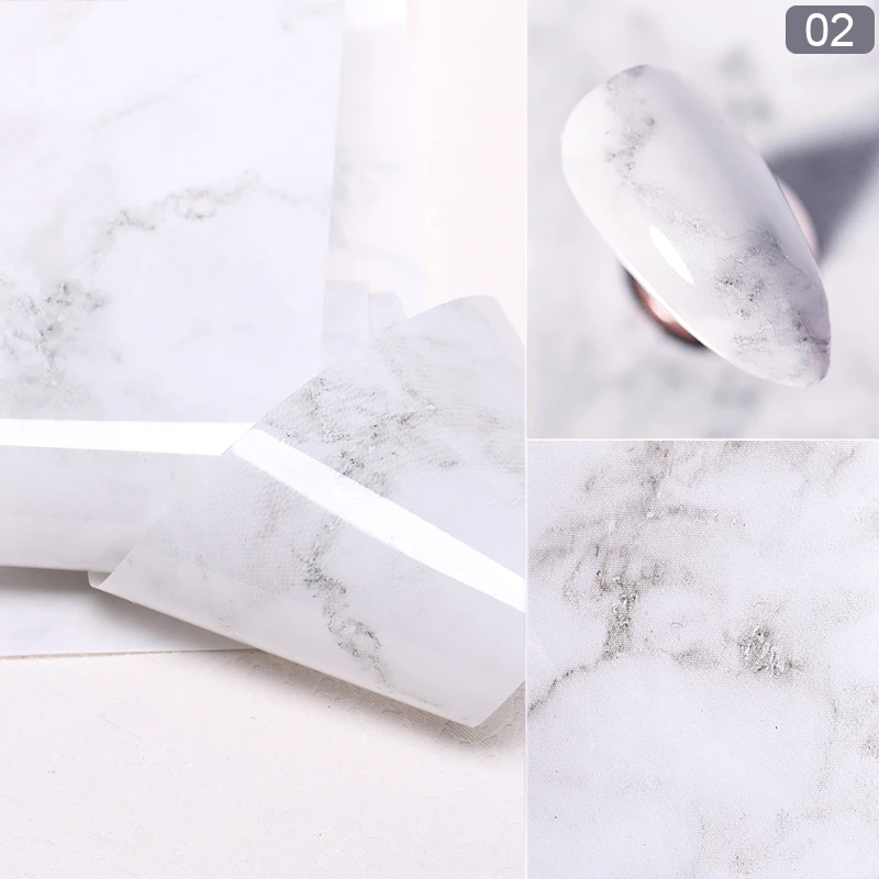 White 125x4 см Фольга для ногтей мраморная серия розовые синие фольга бумага для нейл-арта переводная наклейка слайды для нейл-арта наклейки аксессуары для ногтей - Цвет: White