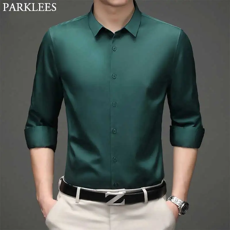 Green Mens Dress Shirts 2022 Brand New 