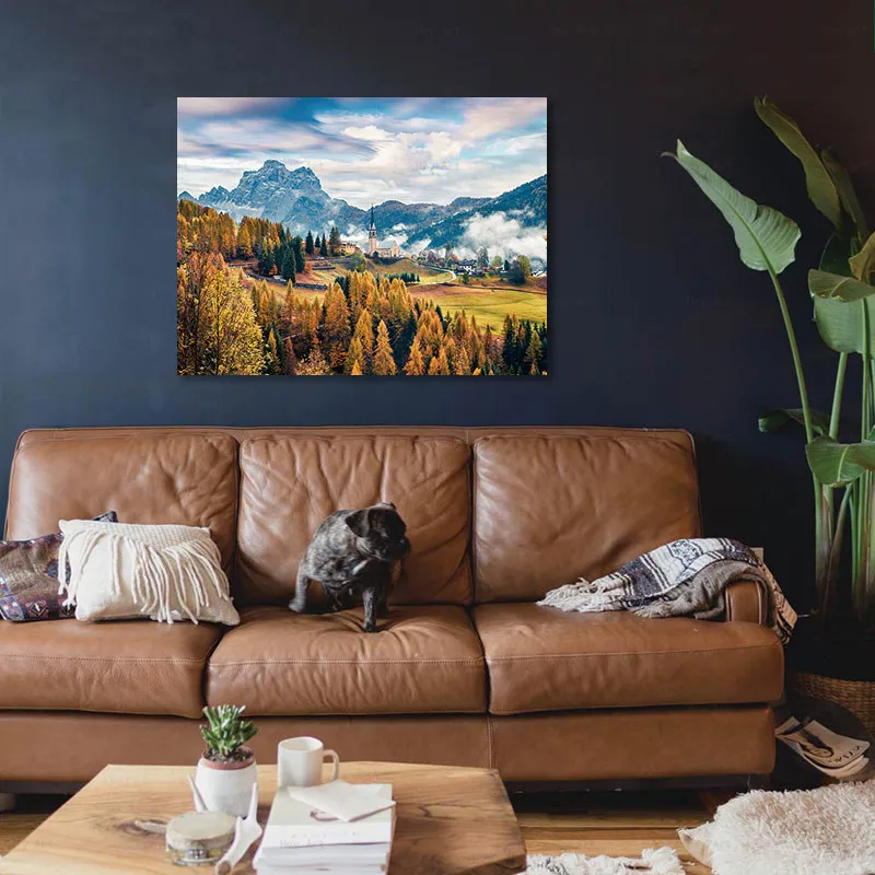 

Canvas Painting Wall Art Nature Landscape Mountain Forest Lake Waterfall Posters and Prints Pictures Living Room Home Decor