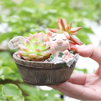 

Small Animal Cartoon Painting Resin Flower Pot Plant Container