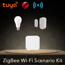 E27 9 Вт Беспроводная лампа RGB+ CCT комплект безопасности Tuya ZigBee WiFi умный дом мониторинг ZigBee концентратор датчик двери
