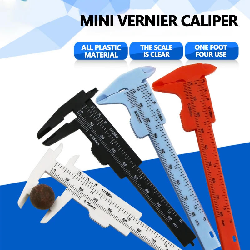 1Pcs 0-80mm Double Rule Scale Plastic Vernier Caliper Mini Measuring Tool Ruler High Quality For Physics Math Measuring Tool
