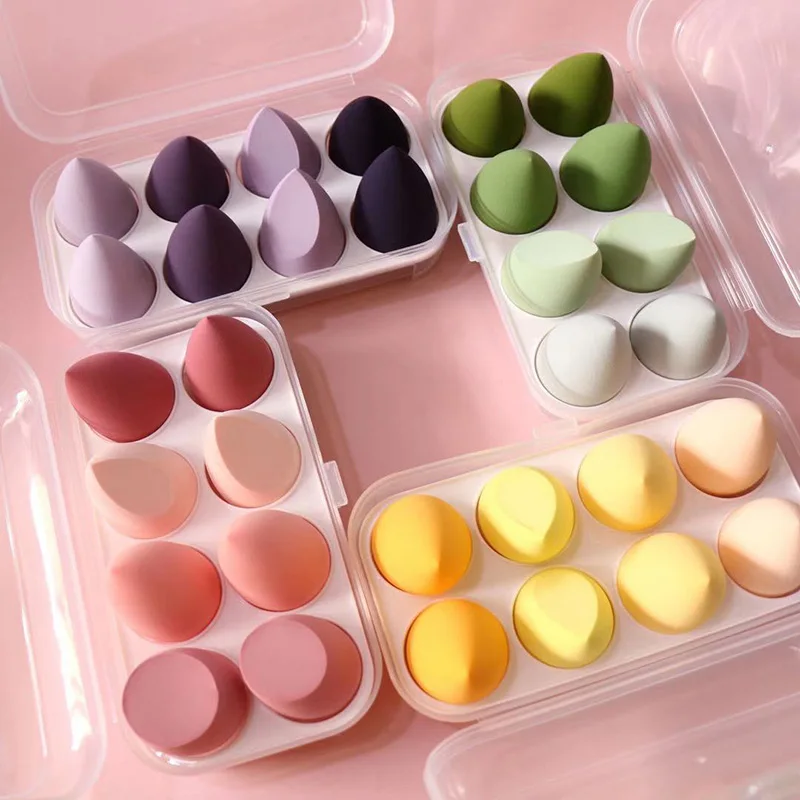 

8Pcs New Beauty Egg Set Gourd Water Drop Puff Makeup Puff SetColorful Cushion Cosmestic Sponge Egg Tool Wet and Dry Use