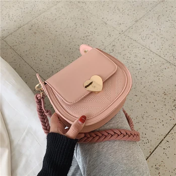 

FANTASY 5 Colors 2020 Summer New Twist Braid Woven Chain PU Leather Handbags For Women Heart Sweet Crossbody Shoulder Bags Girl