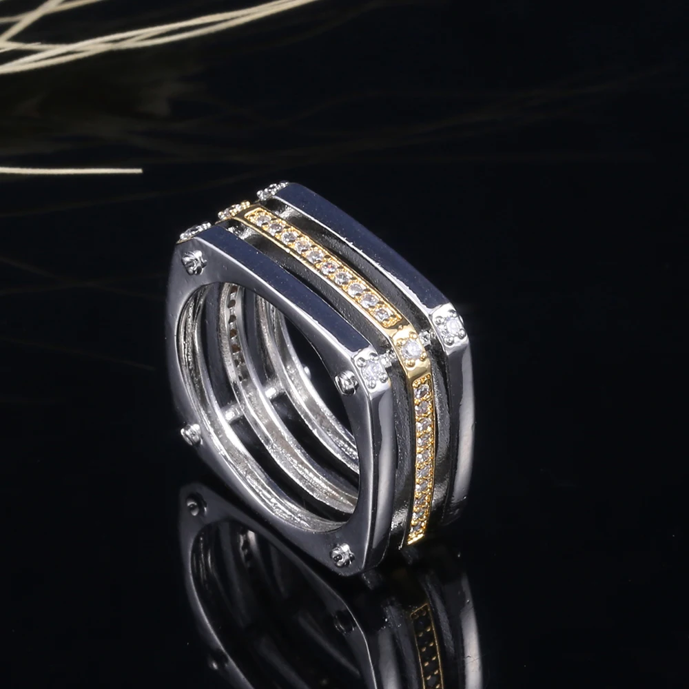 Huitan модное хип-хоп мужское кольцо геометрическое панк квадратная форма тяжелое гаджет кольцо для крутого мальчика модные стильные аксессуары