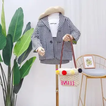 

Children plaid blazers coats sets 2019 spring autumn new long sleeve tops + skirts 2pcs suits baby girls kids clothes ws1004
