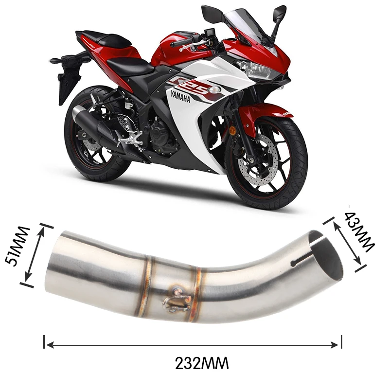 

Motorcycle Motorbike Exhaust Mid Connecting Link Pipe Adapter Elbow For YAMAHA YZF-R25 yzf r25 2013-2015