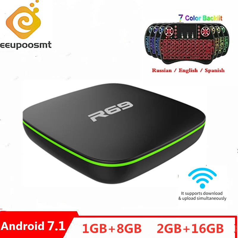 

TV Box Smart Android 7.1Set Top BoX 1GB 8GB Allwinner H3 Quad-Core 2.4G Wifi Set Top Box 1080P HD Support 3D Media player