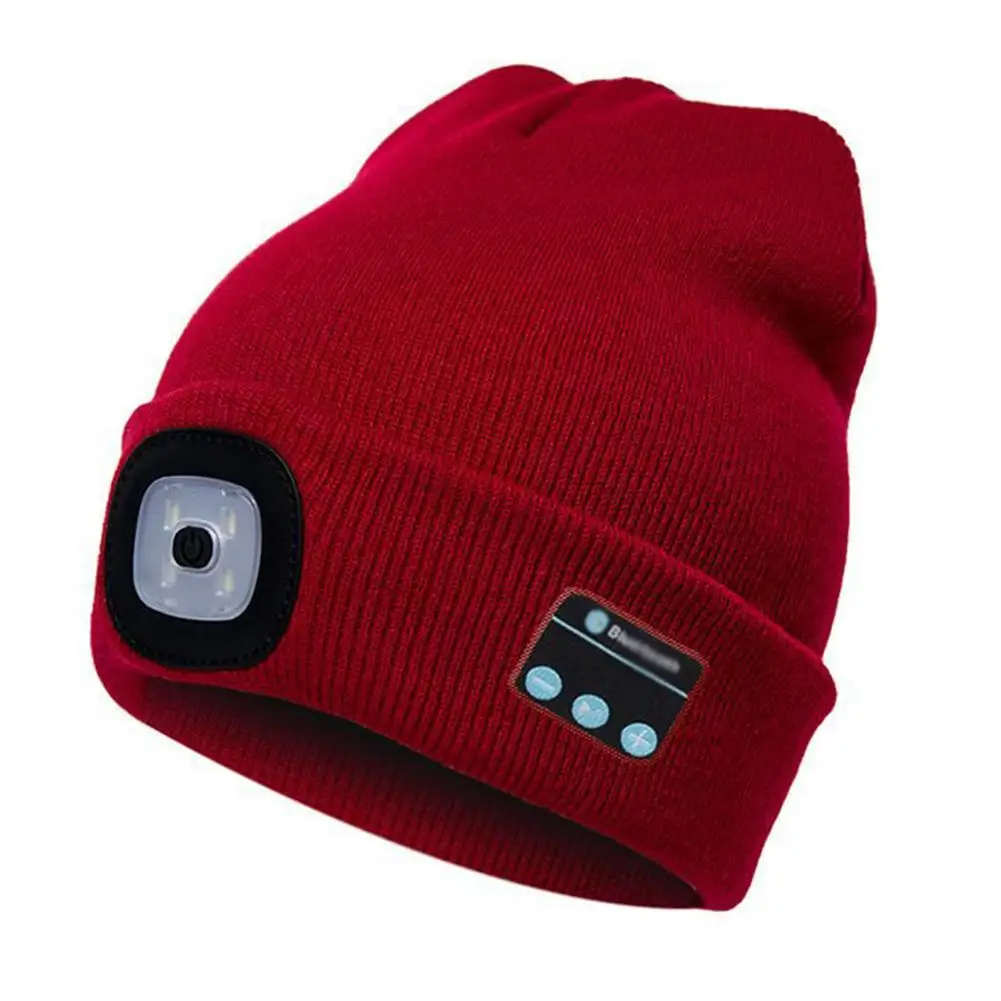 Светильник ed Bluetooth Beanie USB Перезаряжаемый беспроводной музыкальный головной убор ультра яркий 4 светодиодный водонепроницаемый светильник для кемпинга
