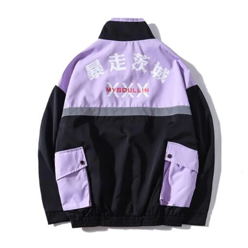 Najtaniej ICPANS boczne kieszenie 3M odblaskowe wiatrówka utwór kurtki Streetwear męskie 2019 Hip Hop Full Zip pasek płaszcze moda mężczyzna