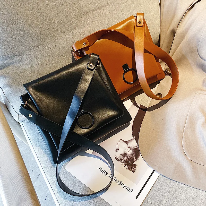

New Arrival Textured Big Bag Women's 2020 New Style Fashion Korean-style Simple bai da xiao Square Bag Casual Retro Shoulder Bag