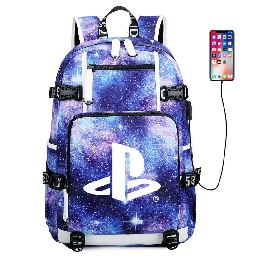 Playstation дорожная сумка школьная сумка usb зарядка Холщовая Сумка на плечо Ps4 подростковый рюкзак сумка для ноутбука - Цвет: C