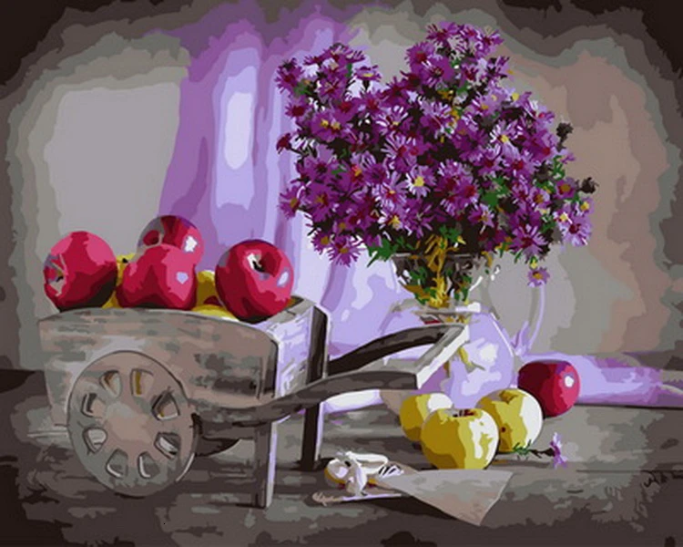 HUACAN краски по номерам яблочный Фруктовый Набор для рисования холст ручная краска ed DIY картины натюрморт искусство домашний Декор подарок - Цвет: SZHC1-3150