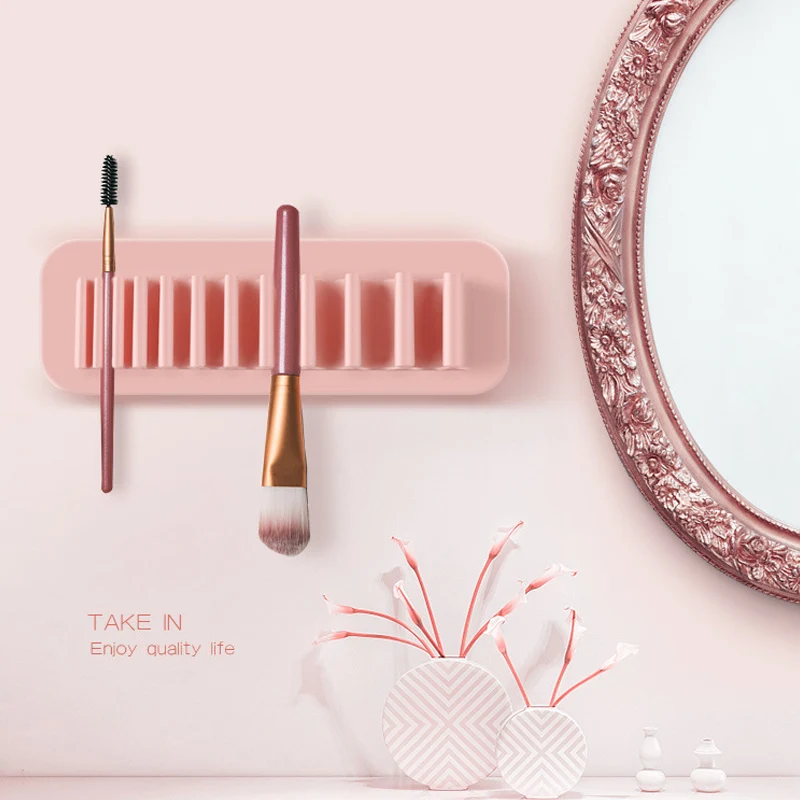

Silicone Makeup Brush Storage Rack Organizer Automatic Adsorption Toothbrush Holder Tool Cosmetic Brush Bag Brushes Make Up SMJ