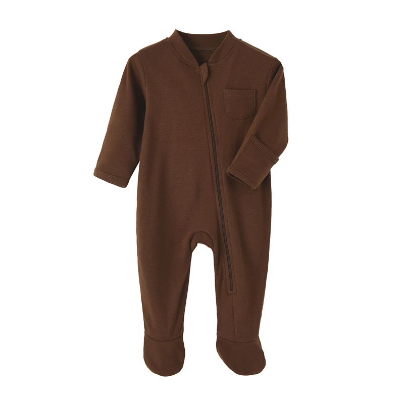 100% Cotton Newborn Baby Clothes Solid Color Jumpsuit Rompers Zipper Infant Boys Girls Spring Bottoming Shirt Jumpsuits Footed best baby bodysuits