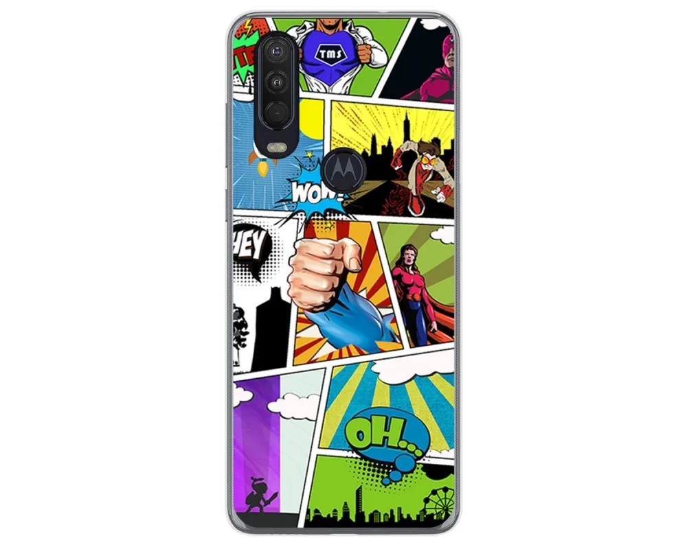 Гелевый Чехол из ТПУ для Motorola One Action design Comic Drawings | Мобильные телефоны и аксессуары