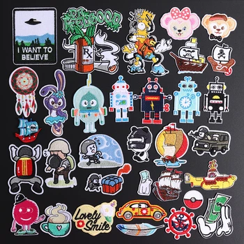

UFO Space Stickers Cartoon Robot Embroidered Patches for Clothing DIY Iron on Patch on Clothes PUGB Game Patch Mountain Badge