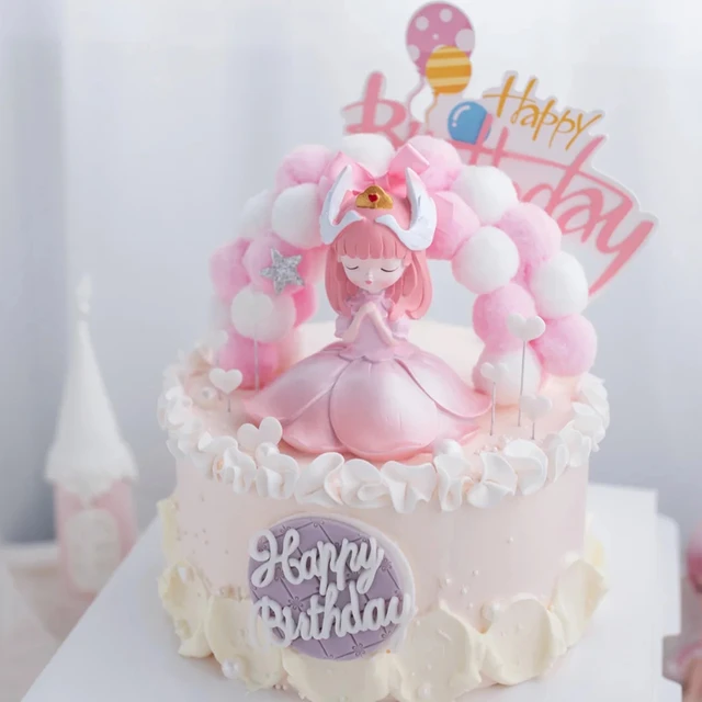 Princesa rosa menina balão de ar quente decoração, festa de casamento,  castelo estrela, feliz aniversário bolo Topper, cozimento presente do amor  - AliExpress