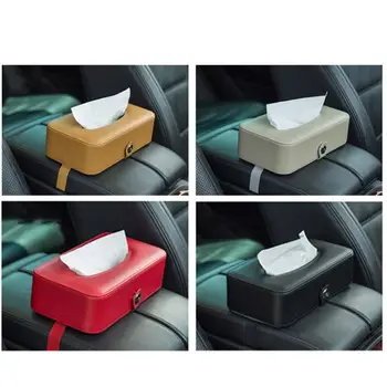 

Car Back Seat Headrest Mount Tissue Box with Belt Leather Case Multi-use Paper