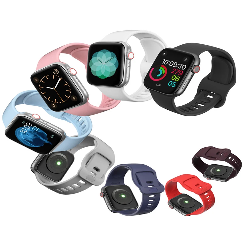 Силиконовый спортивный браслет, ремешок для apple watch, 42 мм, 38 мм, версия наручных часов iWatch серия 5/4/3/2/1 дышащий ремень в едином положении во время занятий легкой атлетикой, apple watch 44 мм 40 мм
