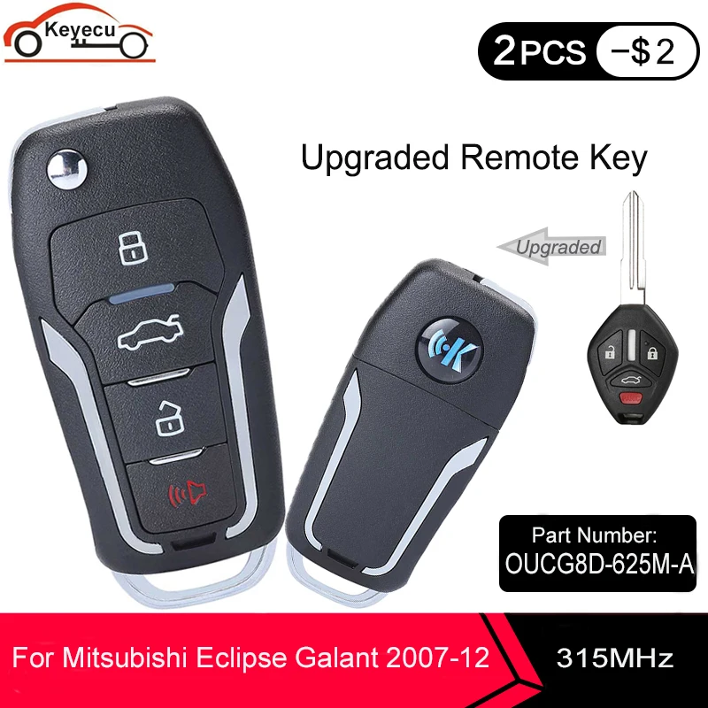 KEYECU 315 МГц ID46 обновленный флип 4 кнопки дистанционного ключа Fob для Mitsubishi Eclipse Galant