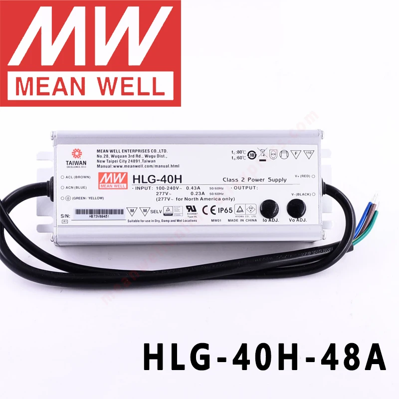 

Mean Well HLG-40H-48A для улицы/подъемника/Теплицы/парктроника meanwell 40 Вт, стандарт постоянного напряжения
