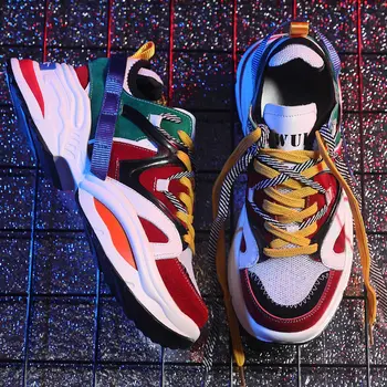 

Spring Autumn Fashion Mens Casual Shoes New Men Sneakers Walking Footwear Breathable Chunky Sneakers Lace-Up Mens Trainers