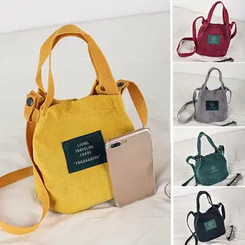 

Women's Long Handle Soft Corduroy Shopper Shoulder Tote Bucket Hobo Bag Handbag