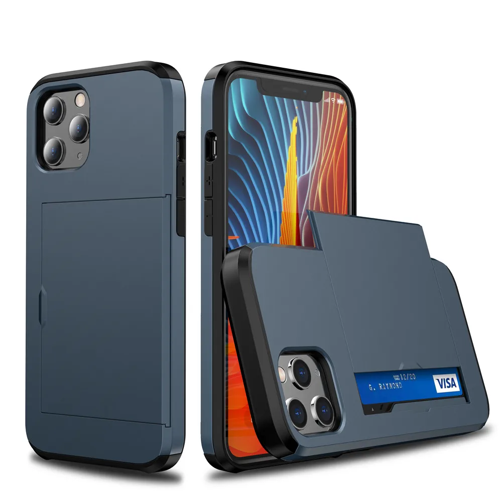For iPhone 12 5.4 12Pro 12 Max 6.1 XS MAX XR X Business Slide Armor Card Slot Cover For iPhone 11 12 Pro Max 6.7 6 7 8 Plus Capa iphone 7 cover