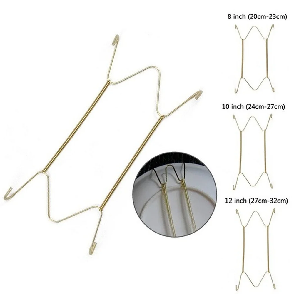 Dish Display Stand 8/10/12 Inches Wall Display Plate Dish Hangers Holder W type invisible spring hanging hook plates Home decorating porch Decor