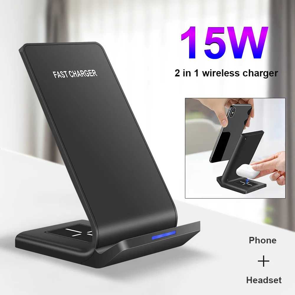 DCAE 15W Qi Wireless Charger 4 in 1 Fast Charging Station for Apple Watch 6 5 4 3 2 iPhone 12 11 XS XR X 8 Airpods Pro Stand Pad
