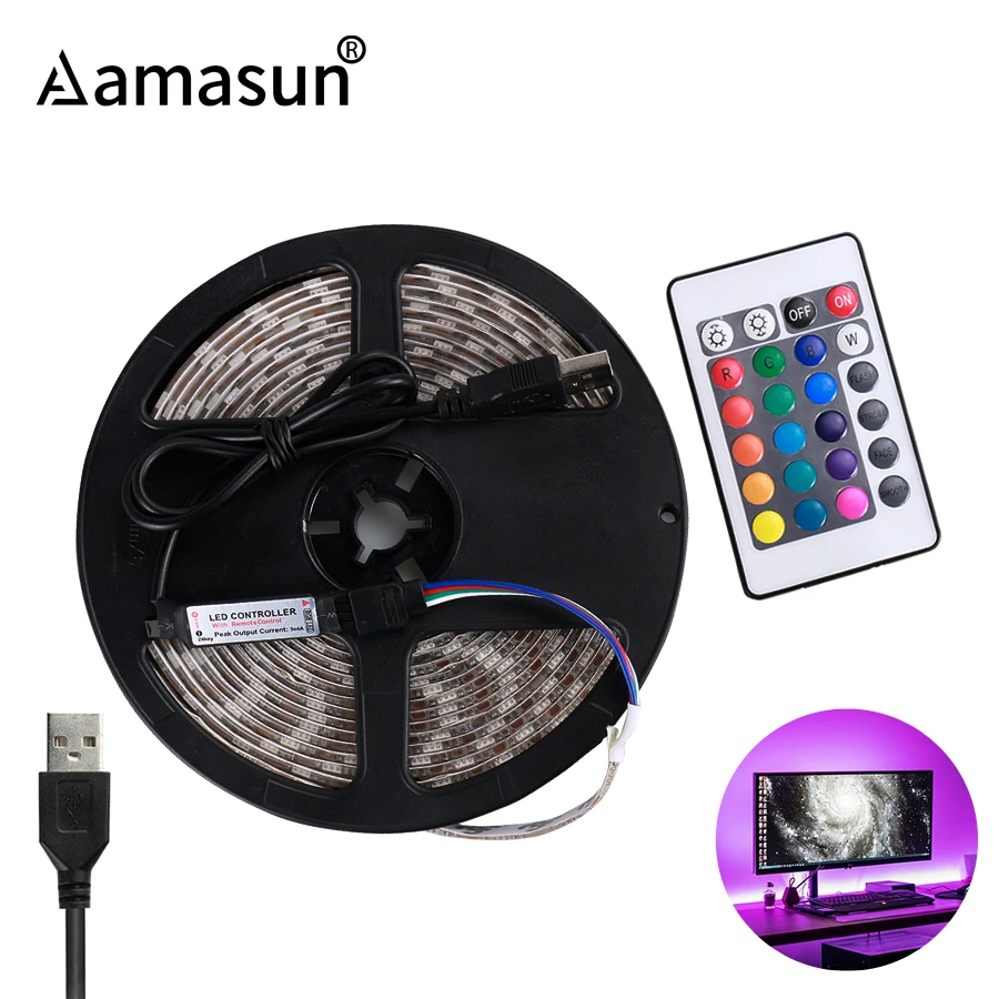 Диодная лента RGB со светодиодной подсветкой USB 2835 SMD гибкая 5 в постоянного тока 0
