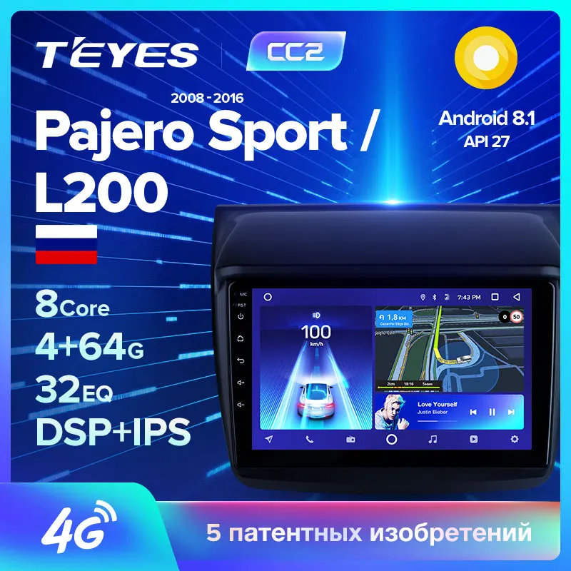 TEYES CC2 Штатная магнитола для Мицубиси Паджеро Спорт 2 поколение Mitsubishi Pajero Sport 2 L200 Triton PAJERO Android 8.1, до 8-ЯДЕР, 2DIN автомагнитола 2 DIN DVD GPS мультимедиа автомобиля головное устройство