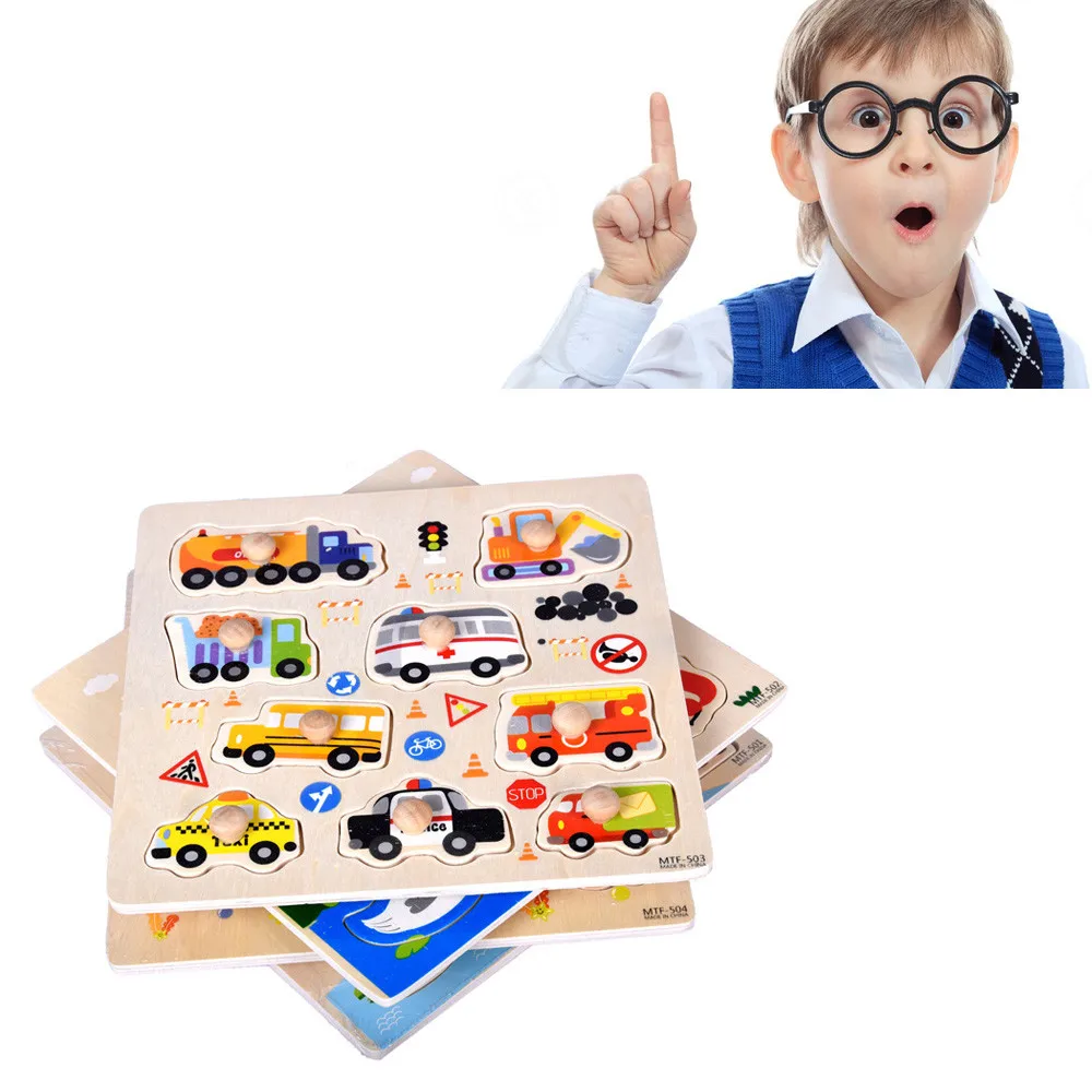 

9 Pieces Puzzle Games For Kids Cute Cartoon Animal Wooden Puzzle Learning Identify Interesting Jigsaw Educational Toys