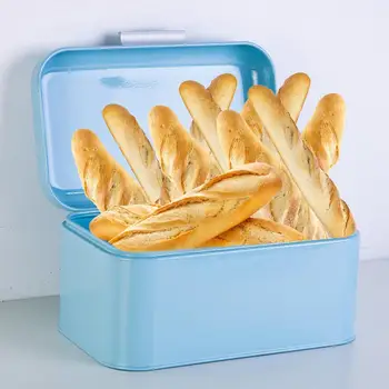 

European Style Retro Bread-Box Storage Bin Rollup Top Powder Coated Bread Large Capacity Snack Storage Container Remote Breadbox