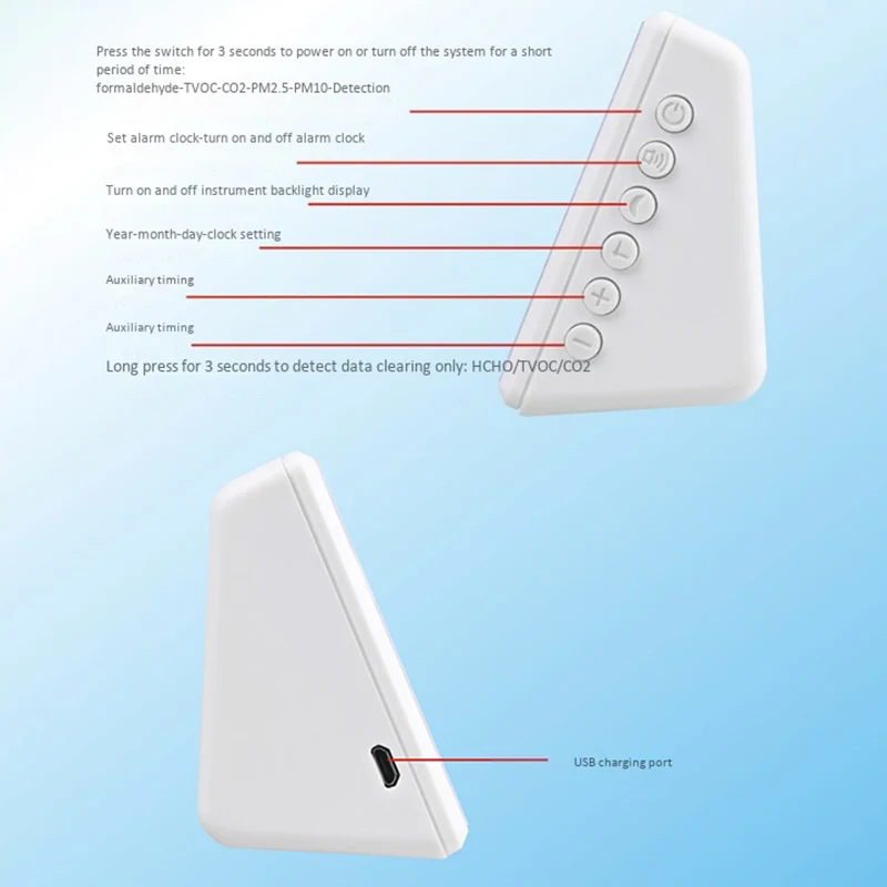 Цифровой детектор формальдегида HCHO/TVOC/CO2/PM2.5/PM10/Temp/Humi тестер AQI монитор качества воздуха анализатор газа