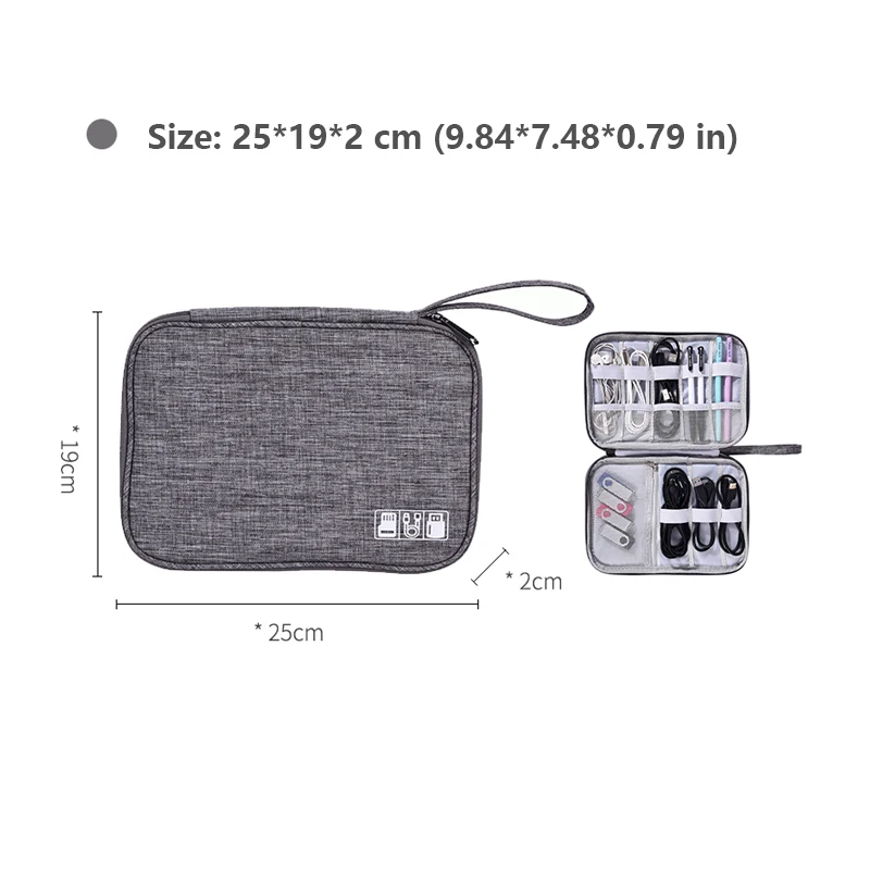 Дорожный органайзер для кабеля, сумка для кабеля, чехол для цифрового хранения, аксессуары для путешествий, электронный гаджет, органайзер, гарнитура, зарядное устройство, чехол - Цвет: Gray Item A