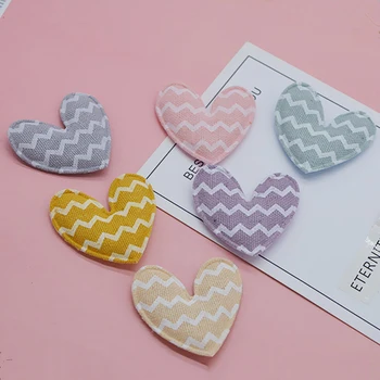 

48pcs/lot 5*4.5cm stripe Heart Pads Patches Appliques for Craft Clothes Sewing Supplies DIY Hair Clip Accessories