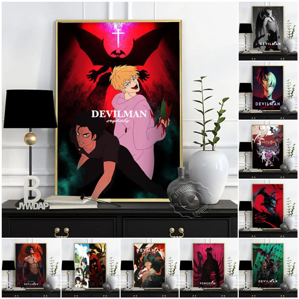 Anime Devilman Crybaby Poster, Manga Giapponese Wall Art, Adesivi Murali Devilman Crybaby, Arte Di Stampa Di Ruolo Dei Cartoni Animati, Regalo Per La 