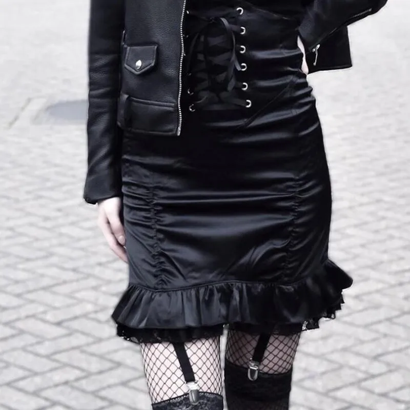 Лидер продаж подиумная Женская облегающая юбка Черная кружевная юбка-карандаш с