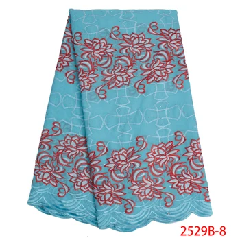 

Nigerian Lace Fabric 2019 High Quality African Swiss Voile Lace New Design Cotton Lace African Fabric 5 yards QF2529B-8