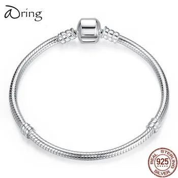 

ARING AUTHENTIC 100% 925 STERLING SILVER SNAKE CHAIN BANGLE & BRACELET FOR WOMEN LUXURY JEWELRY 17-20CM FASHION JEWELLERY PAS902