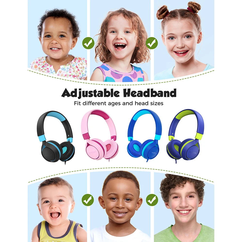 Mpow CHE1 Kids Headphones Wired Headset for Kids Teens Children Boys Girls with Volume Limit 94dB On Ear Headphone for Tablet PC wired earphones wired headphones