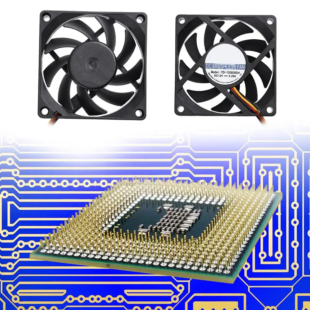 Водонепроницаемый YD 120806SH 12V 68x68x15mm низкая Шум Бесщеточный Охлаждающий вентилятор