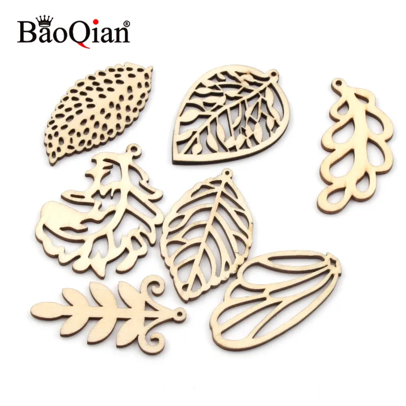 

15pcs Mixed Leaves Wood Slices Painting Scrapbooking Craft Home Decoration Hanging Ornament Accessory Wooden DIY 47mm