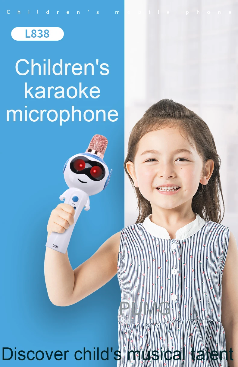 Детский беспроводной микрофон Bluetooth Караоке Поддержка TF светодиодный свет изменение звука ручной ребенок конденсаторный микрофон для музыкальной игрушки