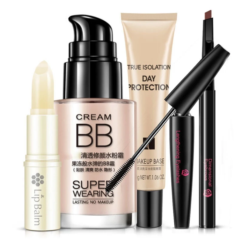 

Professional Makeup Set 5pcs For Woman Lip Balm BB Cream Eyebrow Pencil Mascara Cream Makeup Kit Base