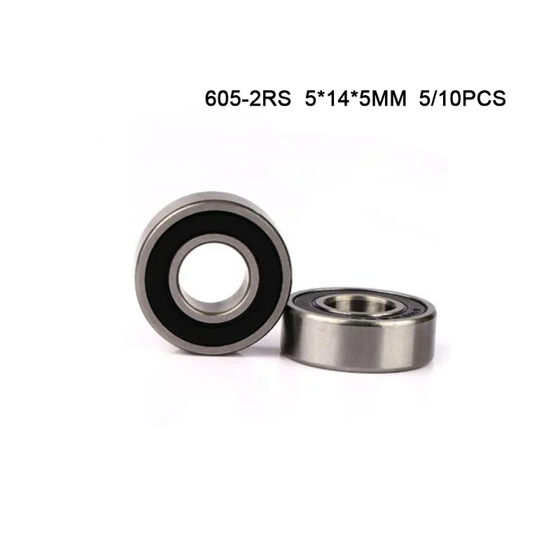 5/10pcs 605 605RS bearing 5*14*5(mm) free shipping ABEC-1 bearings rubber Sealed Bearing chrome steel bearing 605 605rs 605-2rs afbeelding